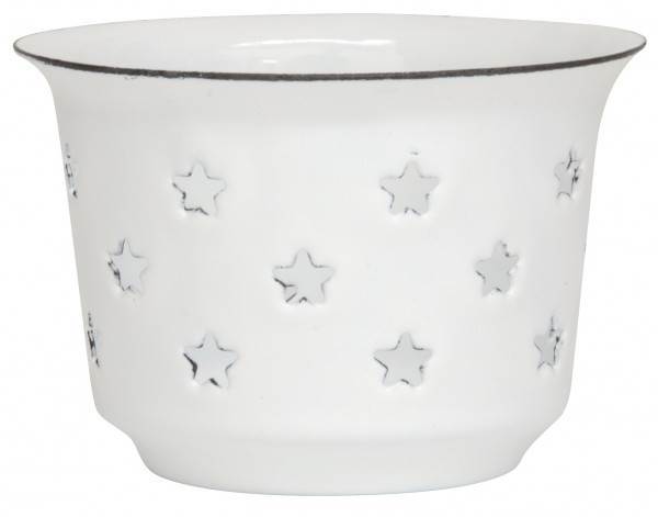 Ib Laursen Teelichthalter mit Sternenmuster Weiß Emaille