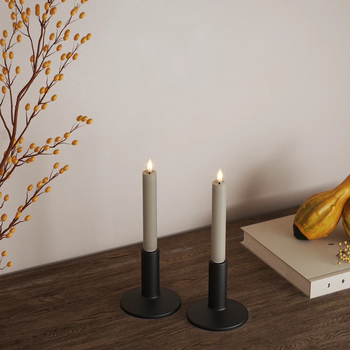 DELUXE HOMEART LED STABKERZEN SAND 2 Stück - 15 cm  