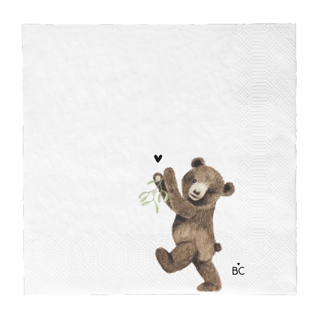 Bastion Collections Papierservietten - Bär mit Mistelzweig