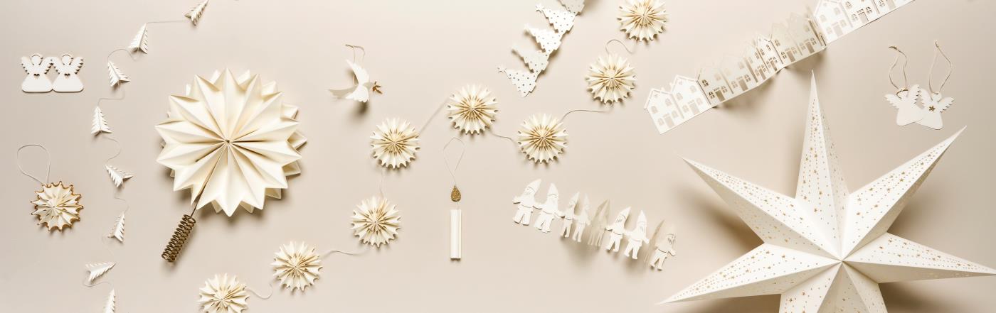 IB LAURSEN SCHNEEFLOCKE STELLA ZUM HÄNGEN - WEISS MIT GOLDGLIMMER 