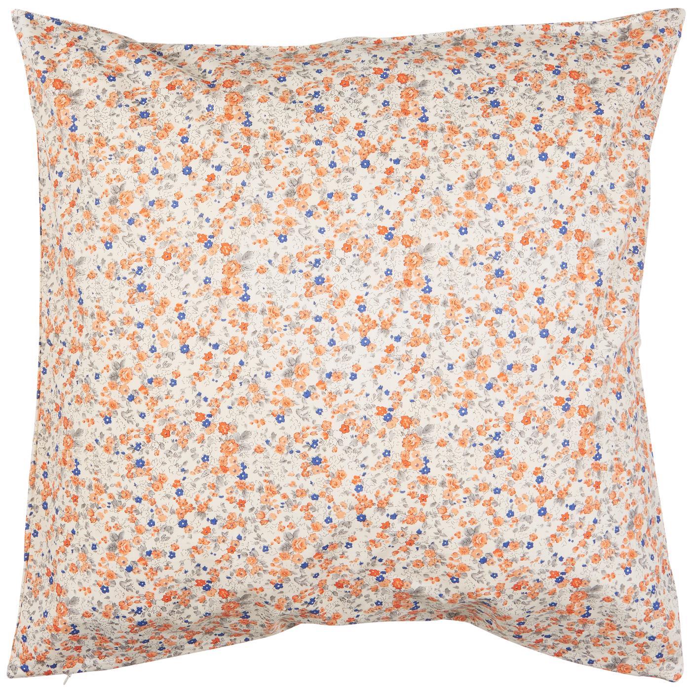 IB LAURSEN KISSENBEZUG  ORANGE UND BLAUE BLUMEN 50 x 50 cm 
