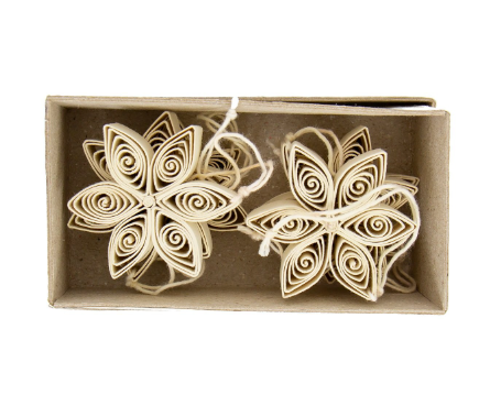QUILLED MINI CHRISTMAS ORNAMENT CREME - 6 Stück in einer Box   