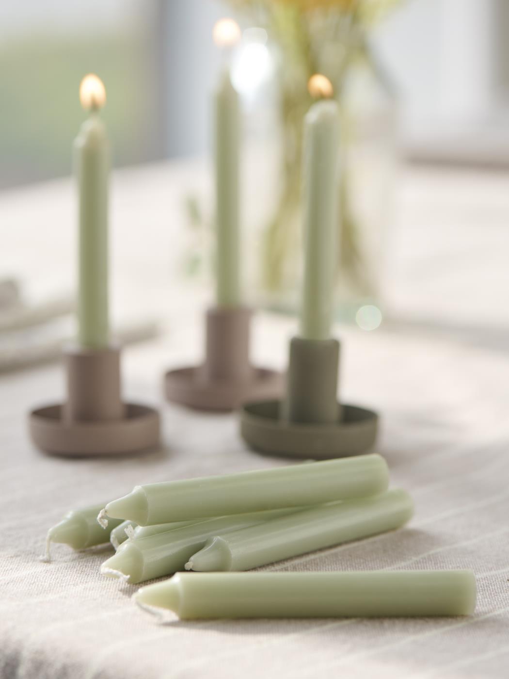 IB Laursen Dünne Kerzen 10 Stück staubig grün 