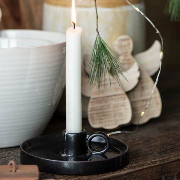 Ib Laursen Kammerleuchter für Stabkerze Porzellan Schwarz