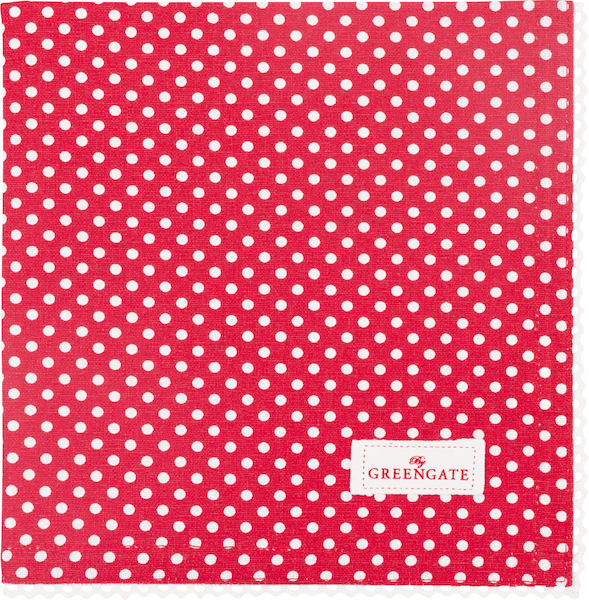 Greengate Dotty Red Stoffserviette mit Spitze 