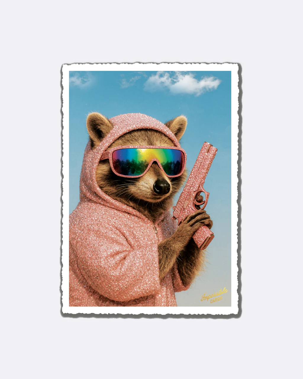 ChicMic Impossible Postkarte - Waschbär im Hoodie
