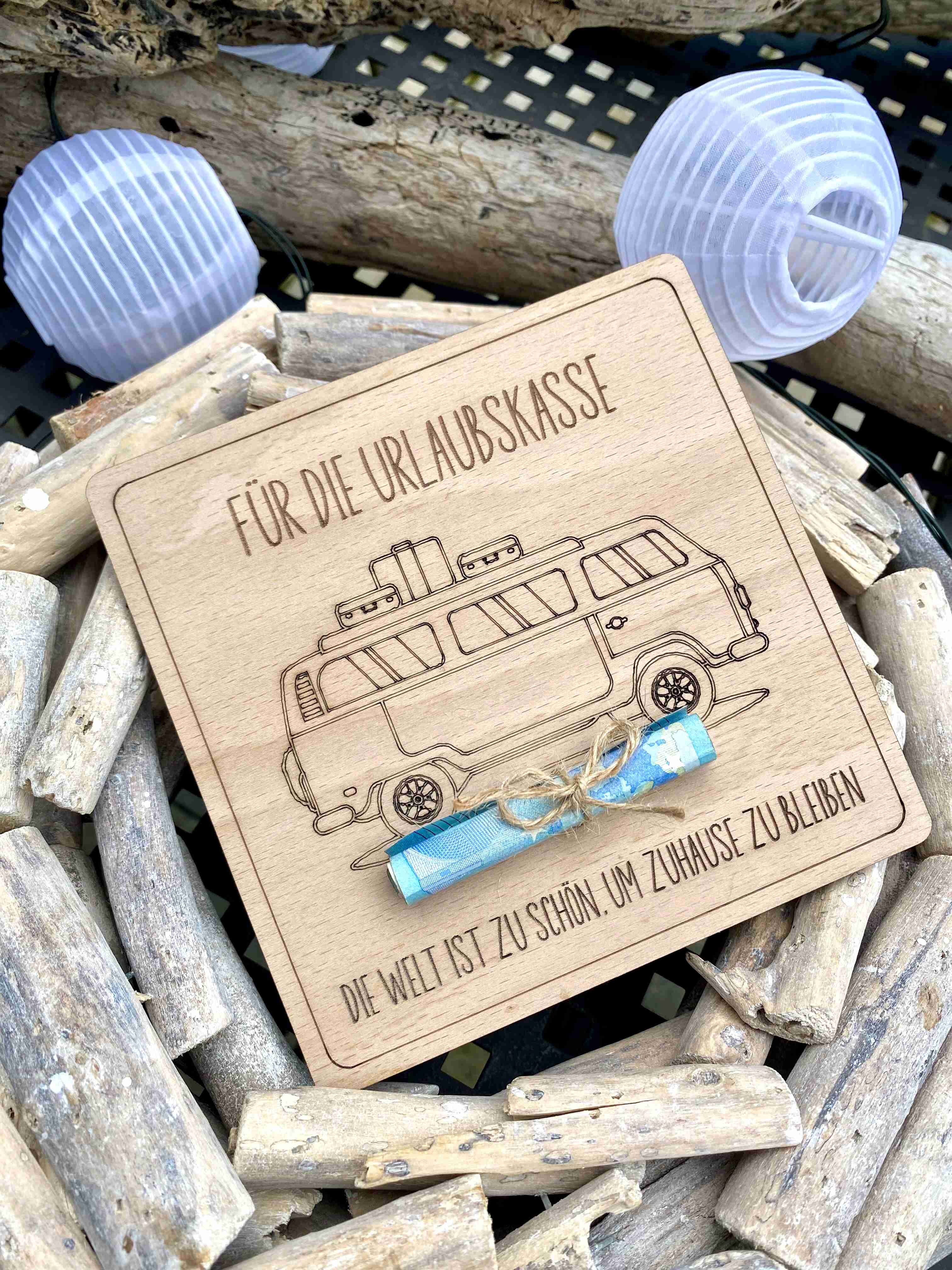 Herz im Holz - Geldkarte FÜR DIE URLAUBSKASSE 