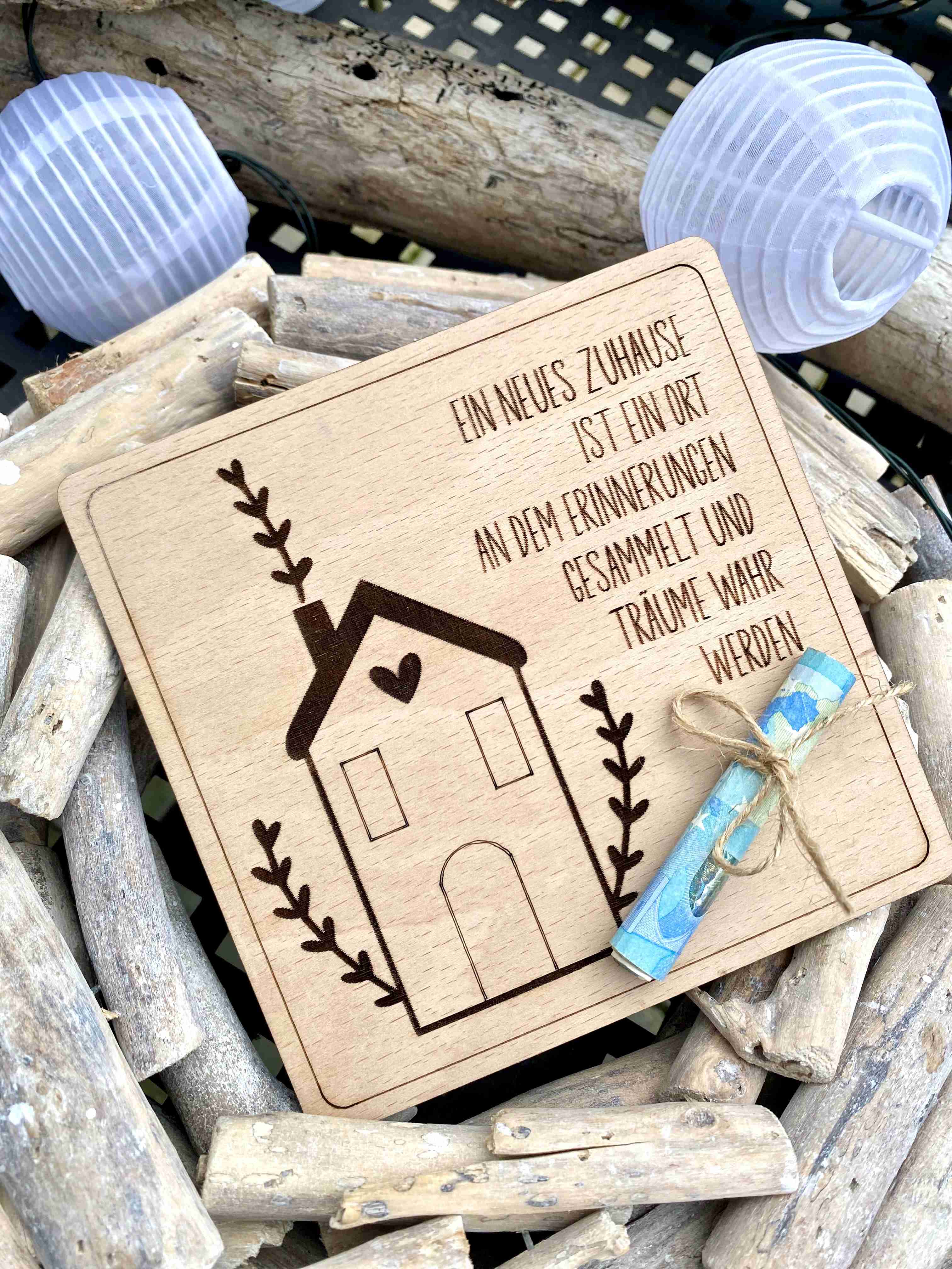 Herz im Holz - Geldkarte - EIN NEUES ZUHAUSE IST EIN ORT....