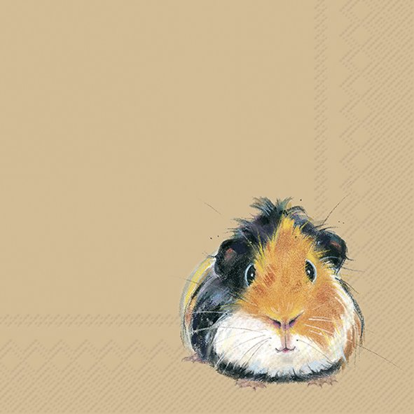Ideal Home Range - LUNCH SERVIETTEN MIT MEERSCHWEINCHENMOTIV - GUINEA PIG PEDRO HELLBRAUN