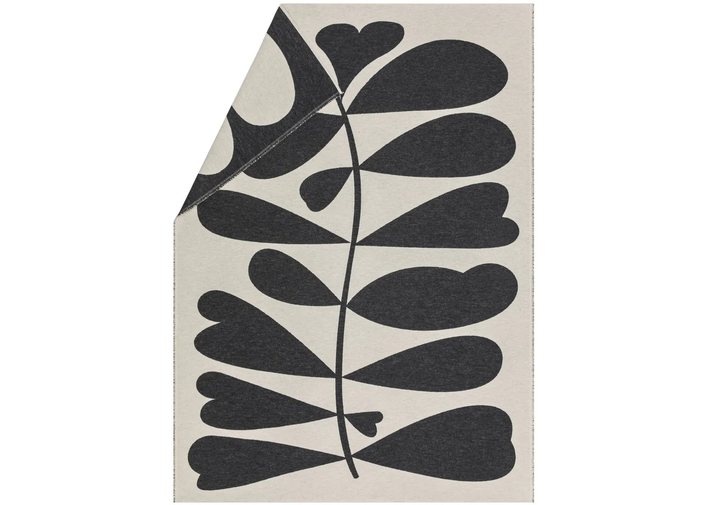 David Fussenegger - LUCA FLANELLDECKE "PFLANZE" Farbe: Creme/Schwarz 