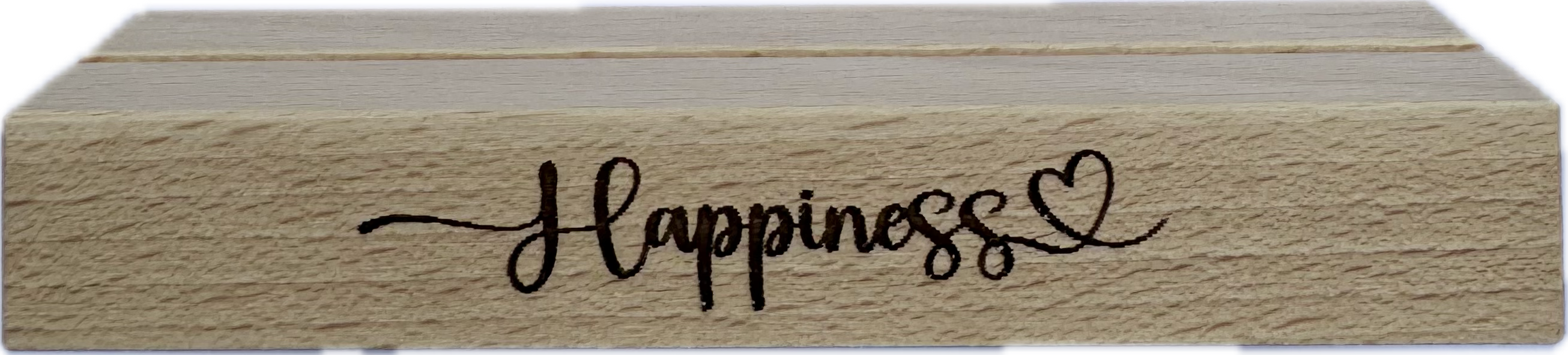 Herz im Holz - Foto- und Kartenständer Happiness
