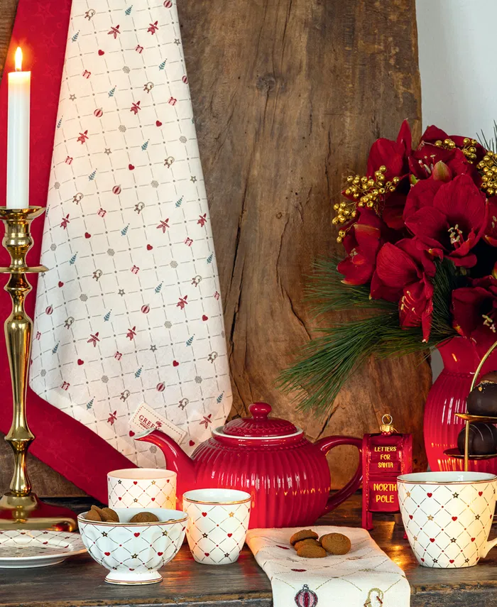 Greengate Lumi Star red Geschirrtuch