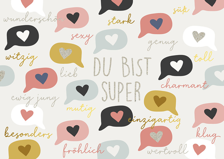 Kunst und Bild - Happy Life - Postkarte -  Du bist super