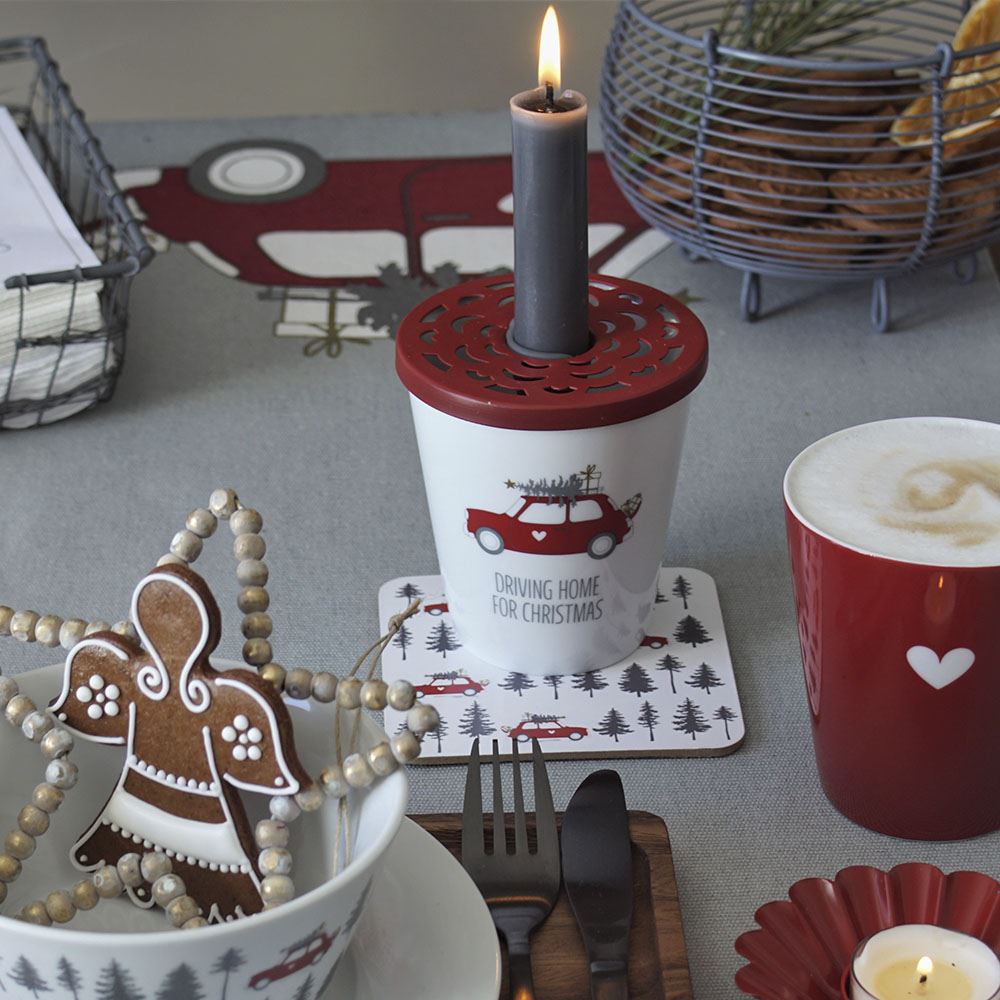 Krasilnikoff Happy Mug DRIVING HOME FOR CHRISTMAS Rot