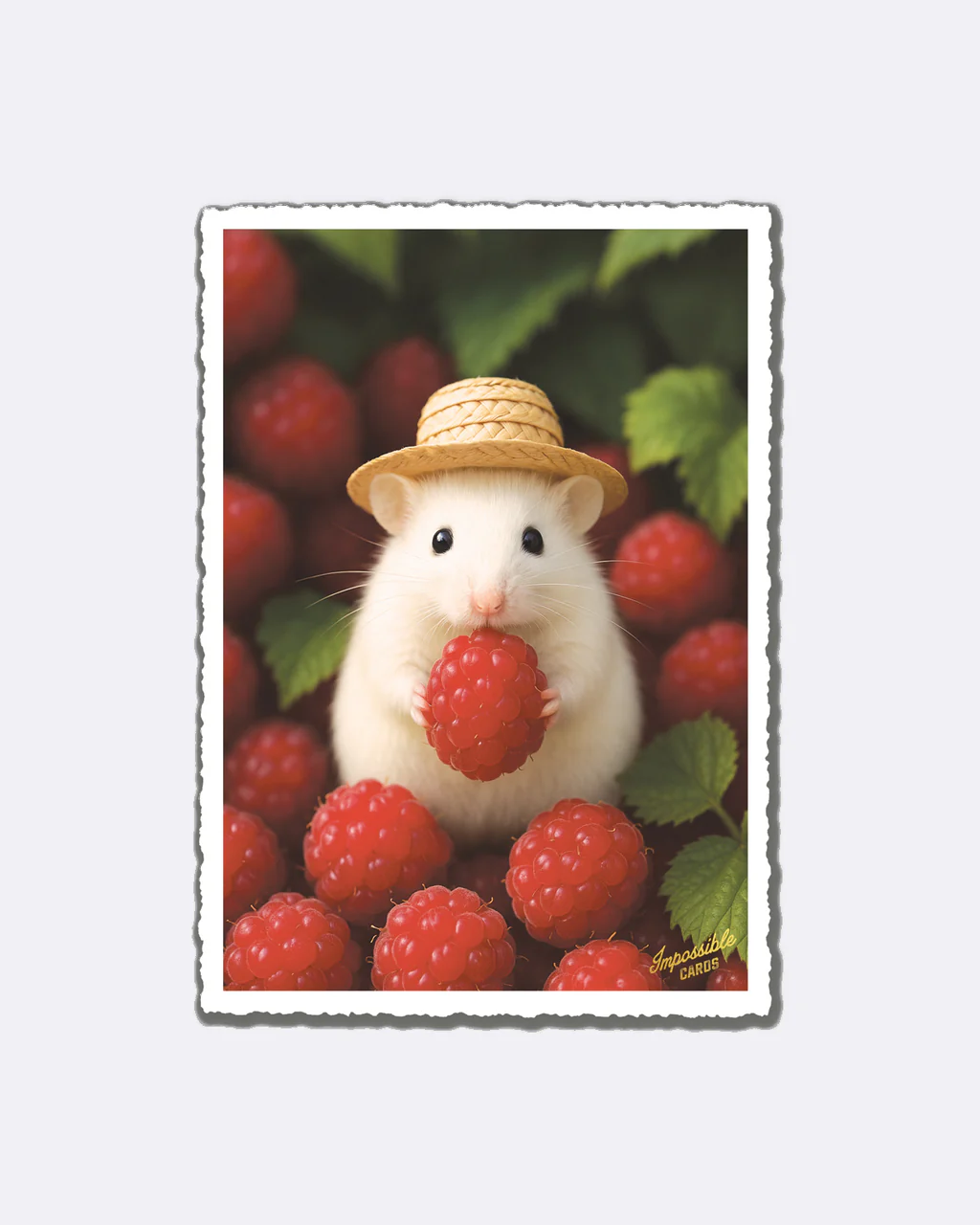 ChicMic Impossible Postkarte - Hamster mit Himbeeren