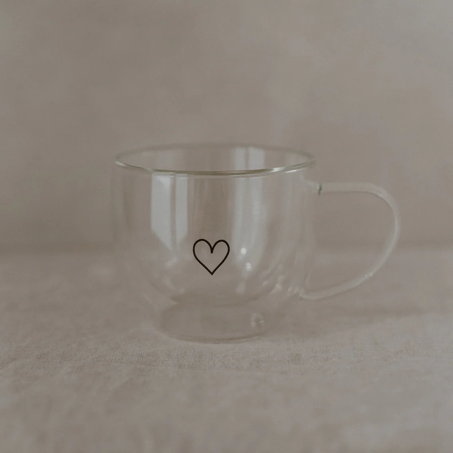 Eulenschnitt Doppelwandige Glastasse Herz 250 ml 