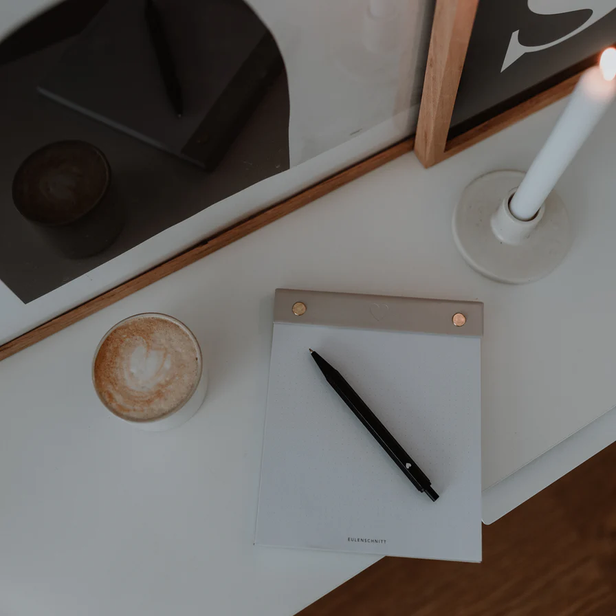 Eulenschnitt Kugelschreiber Schwarz - Herz Weiß 