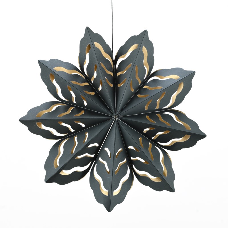 ONLY NATURAL - PAPIER SCHNEEFLOCKE ZUM HÄNGEN  - SCHWARZ - DURCHMESSER 23 cm  