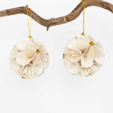 FLOWER BALL - CHRISTMAS ORNAMENT - 2 STÜCK IN GESCHENKBOX