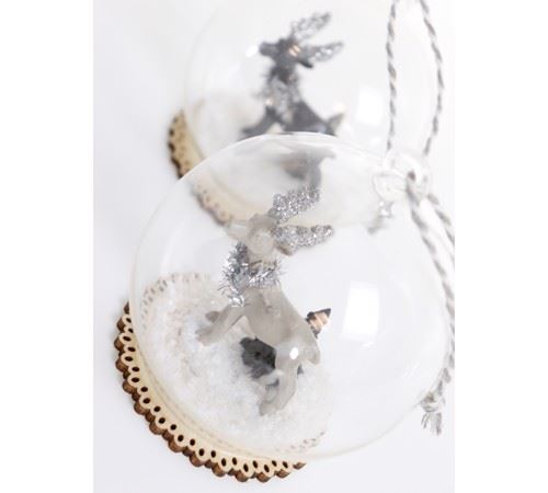 Weihnachtsanhänger Glaskugel mit Hirsch in drei verschiedenen Farben erhältlich