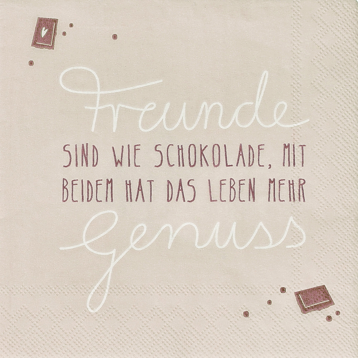 RÄDER COCKTAILSERVIETTEN FREUNDE SIND WIE SCHOKOLADE 25 X 25 CM