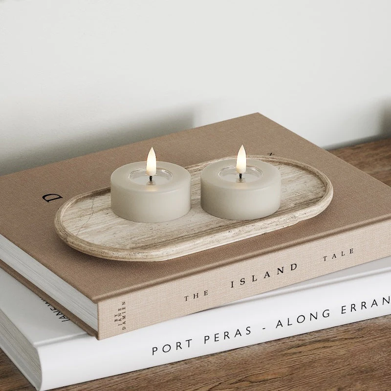 DELUXE HOMEART LED Jumbo Teelichter 2 Stück Sand 