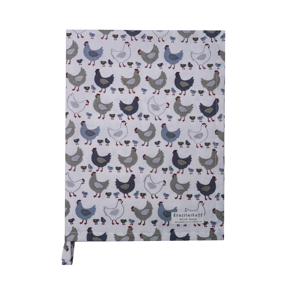 Krasilnikoff Geschirrtuch Hühner - Blau 