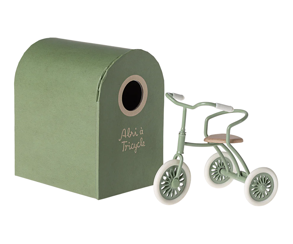 Maileg Zubehör Mäusehaus Abri á tricycle - Dreirad für Maus in der Farbe Grün 