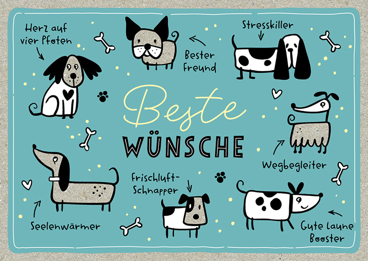 Kunst und Bild - Happy Life - Postkarte -  Beste Wünsche 