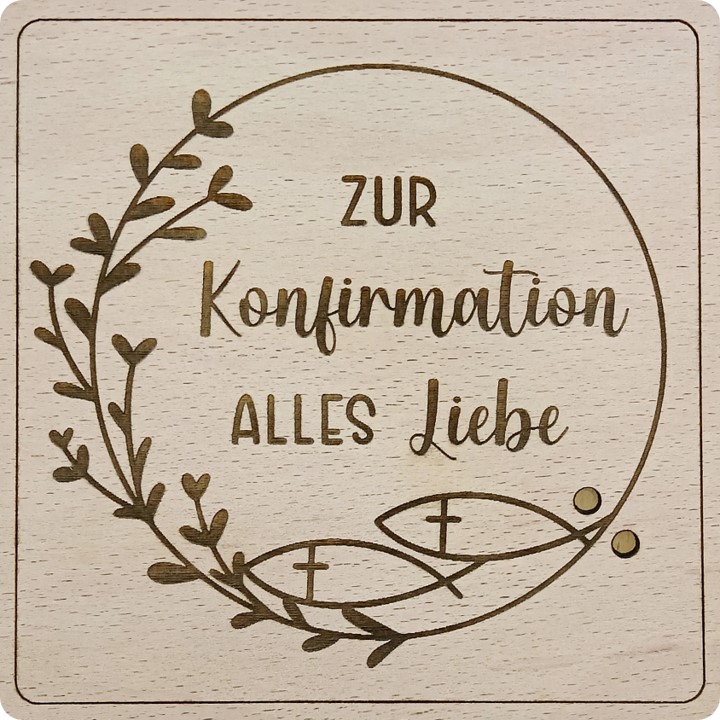 Herz im Holz - Geldkarte - Konfirmation - Alles Liebe - Fische 