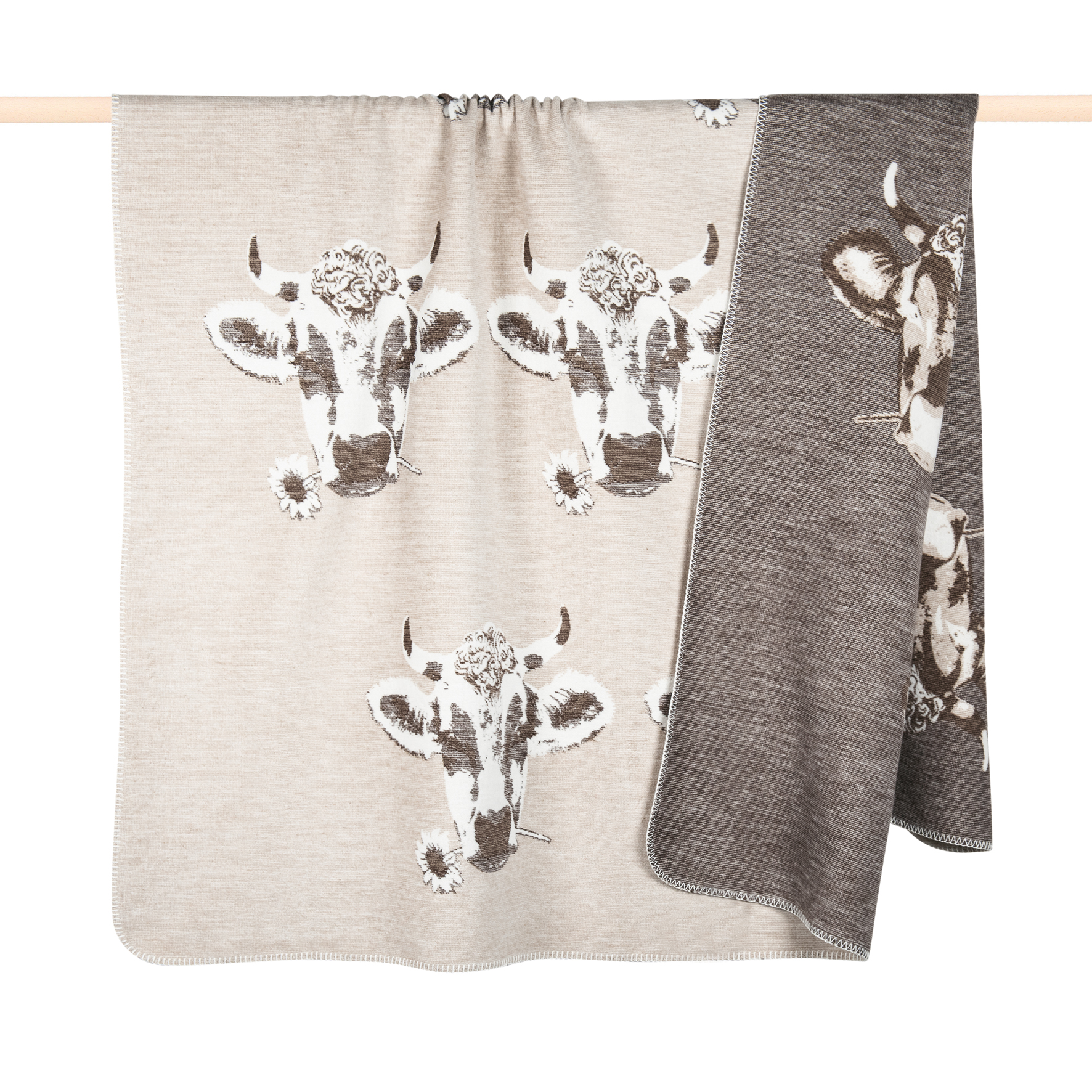 pad Decke MOO Kuh in grau- 150 x 200 cm