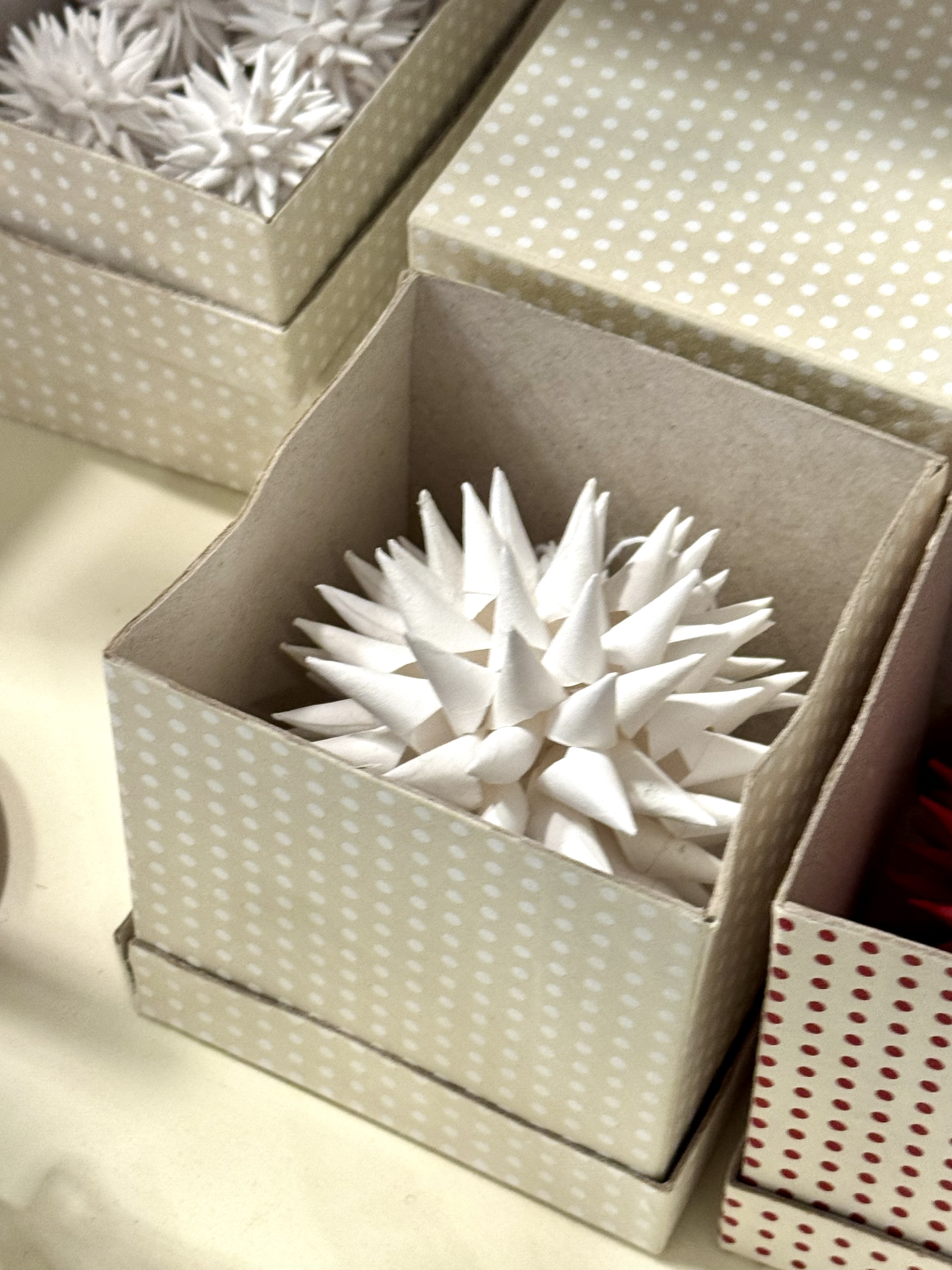 GISELA GRAHAM - BOX/3 - PAPIERAUFHÄNGER MIT WEIHNACHTLICHEM ILEX MUSTER - HONEYCOMB 