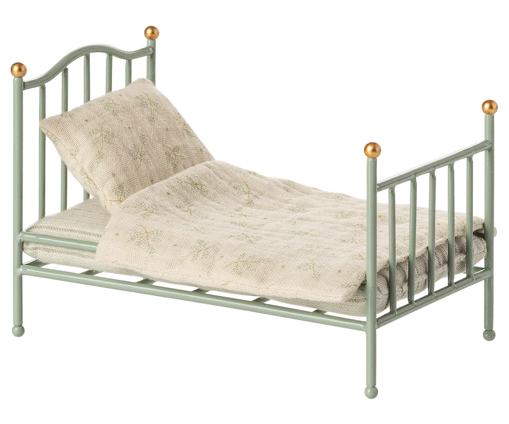 Maileg Zubehör Mäusehaus - Vintage Einzelbett Maus - Mint 