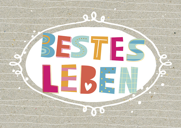 Kunst und Bild - Happy Life - Postkarte - Bestes Leben 