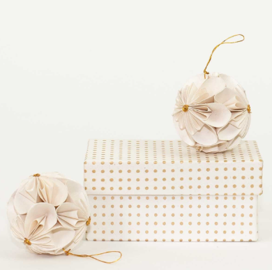 FLOWER BALL - CHRISTMAS ORNAMENT - 2 STÜCK IN GESCHENKBOX