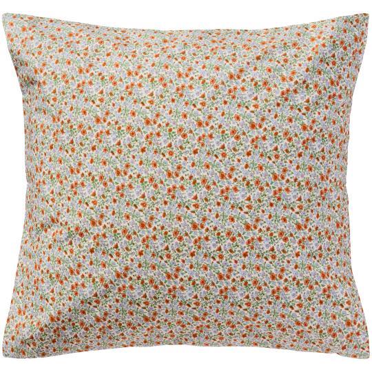 IB LAURSEN KISSENBEZUG  MIT HELLBLAUEN UND ROSTFARBENEN BLUMEN 60 x 60 cm