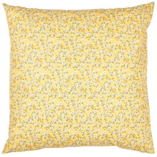 IB LAURSEN KISSENBEZUG  HELLGELB MIT WEIßEN UND ROSTFARBENEN BLUMEN 60 x 60 cm