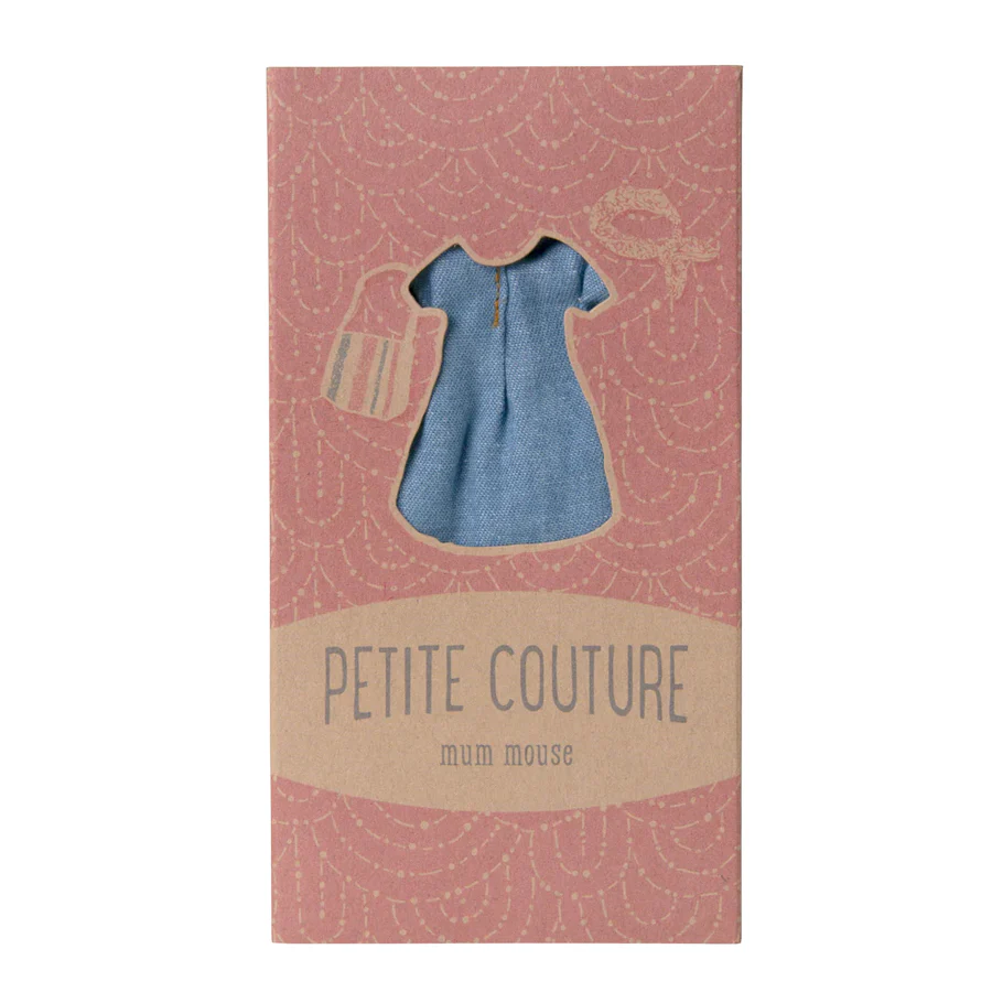 Maileg Zubehör Mäusehaus - Jeanskleid und Tasche - Mama Maus 