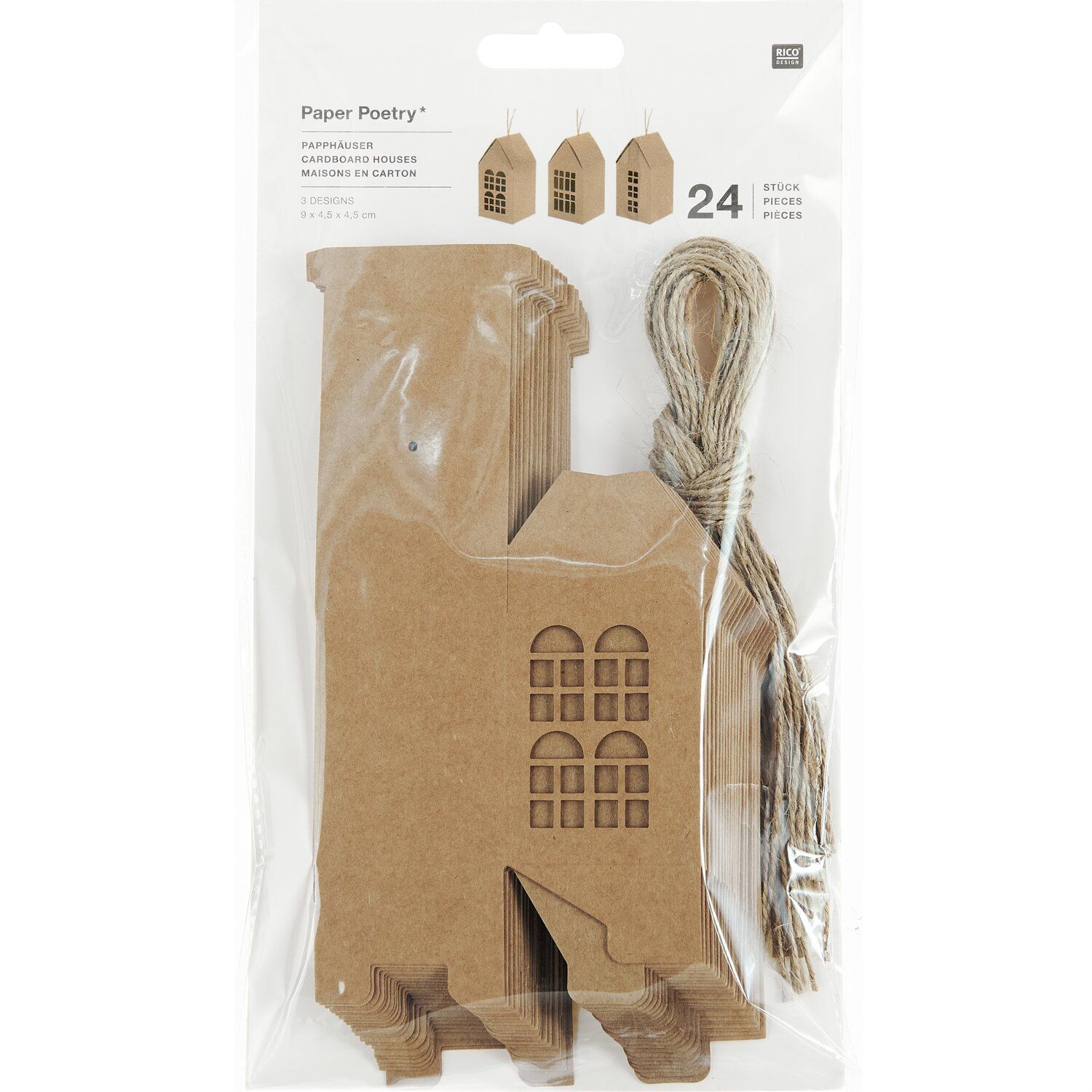 Rico Design Adventskalender Papphäuser Natur - 24 Stück 