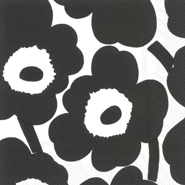 Ideal Home Range - COCKTAILSERVIETTEN - Marimekko Unikko black white
