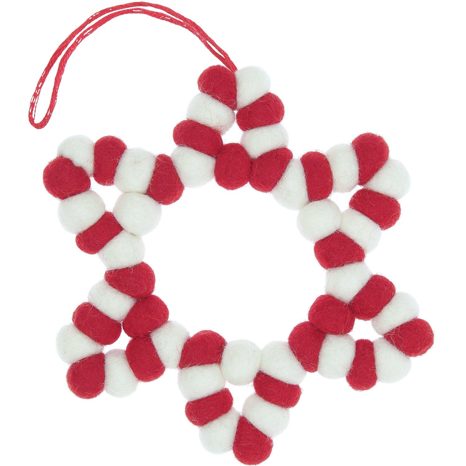 Rico Design AUFHÄNGER FILZKUGELN STERN ROT/WEISS 