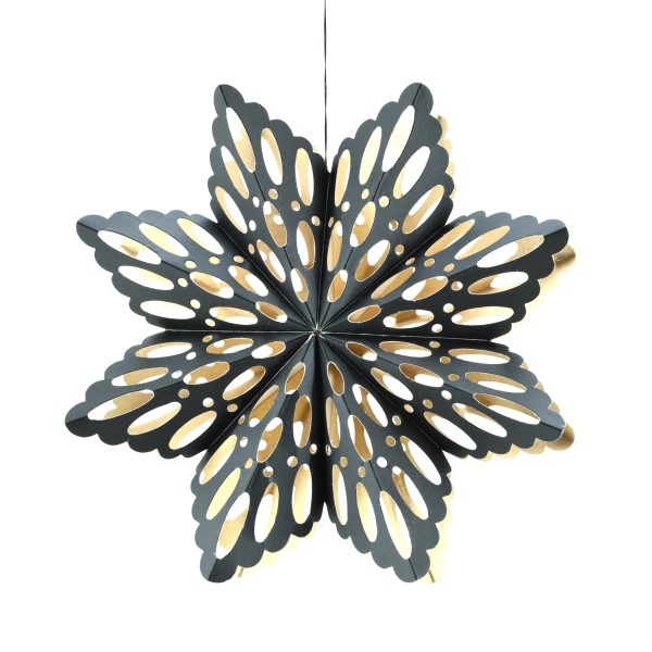 ONLY NATURAL - PAPIER SCHNEEFLOCKE ZUM HÄNGEN - SCHWARZ - DURCHMESSER 15 cm 