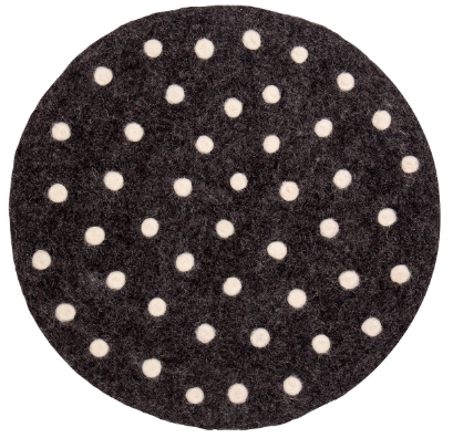 SITZKISSEN AUS FILZ - DUNKELGRAU/WEISS TUPFEN 