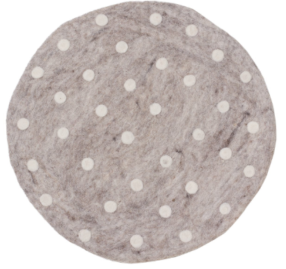 SITZKISSEN AUS FILZ - HELLGRAU/WEISS TUPFEN  