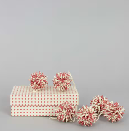 KOTTE MINI CHRISTMAS ORNAMENT ROSA/WEISS - 6 Stück in einer Box  