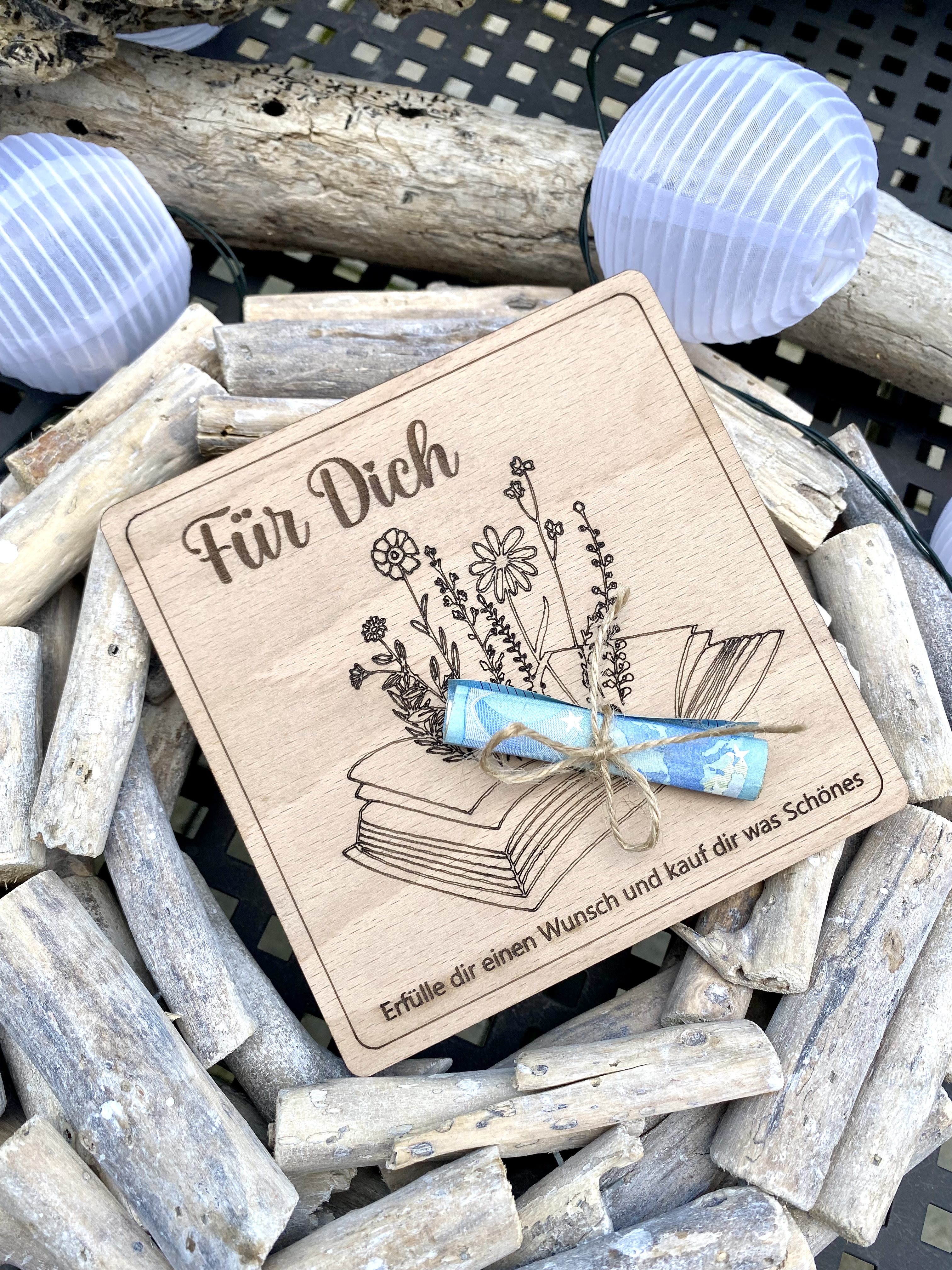 Herz im Holz - Geldkarte FÜR DICH - BUCH - ERFÜLLE DIR EINEN WUNSCH 