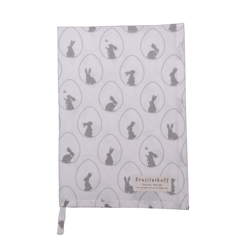 Krasilnikoff Geschirrtuch Allover Bunnies - Weiß 