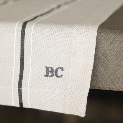 Bastion Collections Tischläufer Naturel Chambray Stripes Black