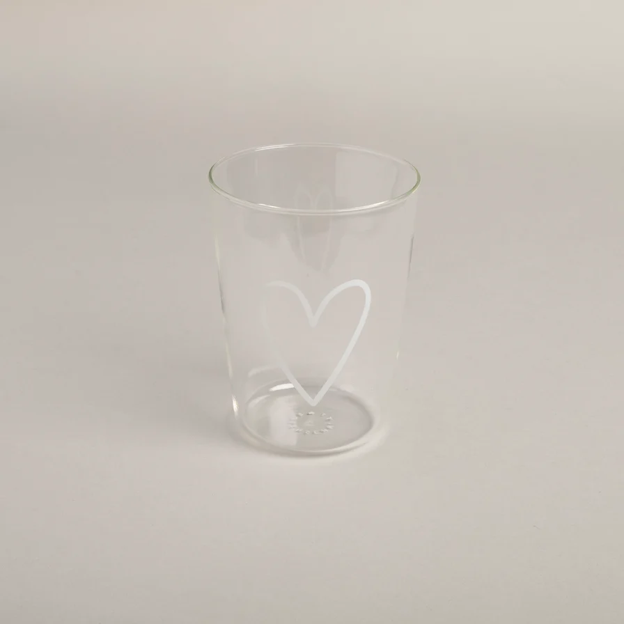 Eulenschnitt Trinkglas Herz Weiß