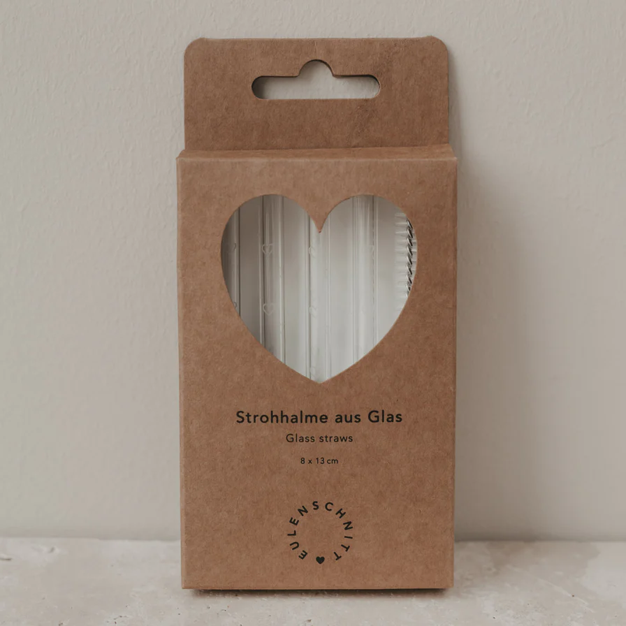 Eulenschnitt Strohhalme Herzen im 4er Set - Länge 13 cm 